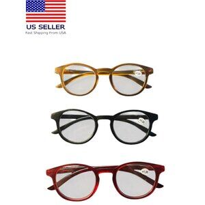 Reading Glasses Round Blue Light Blocking 3 Piece Set Strenght +1.00